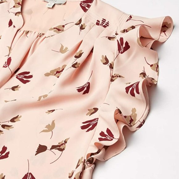 JOIE Ashtina Floral Crepe Cap Sleeve Pink Top NWT sz L - Picture 13 of 14